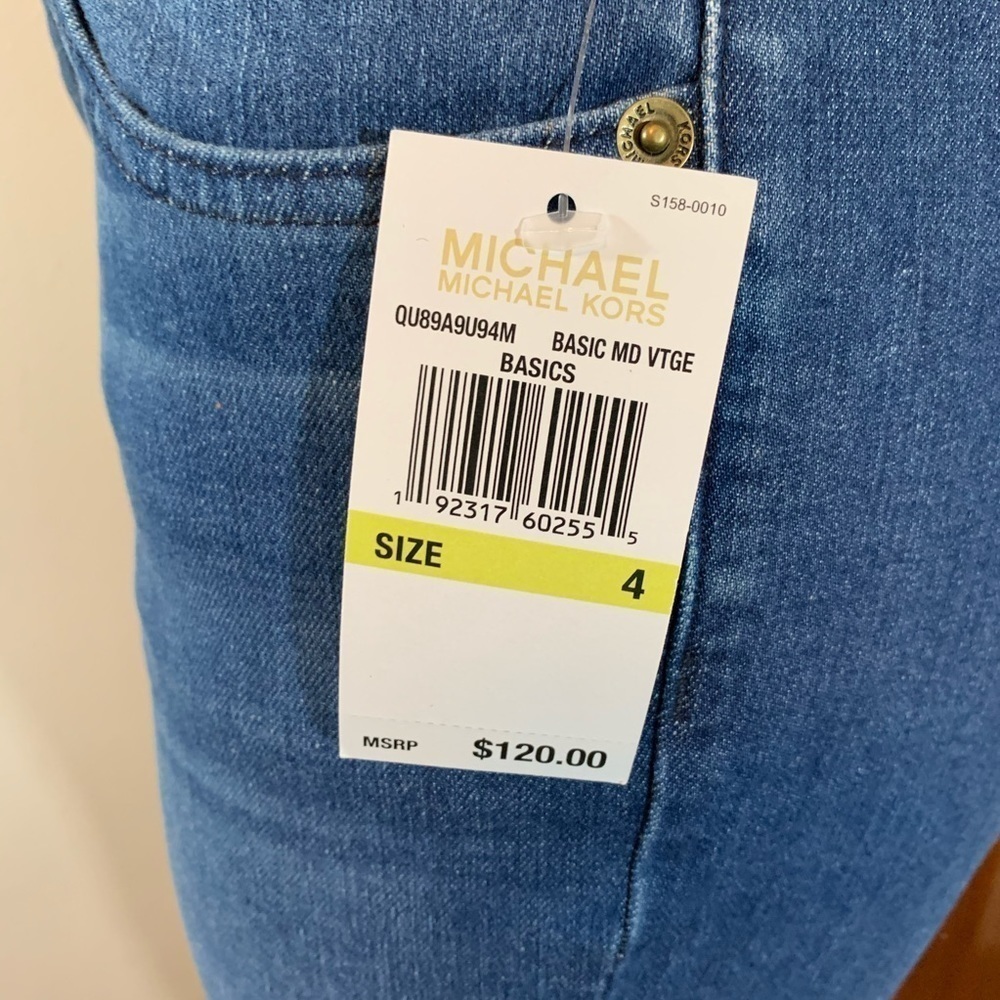 Michael Kors Blue Denim Logo Izzy SKINNY Jeans - Picture 12 of 12